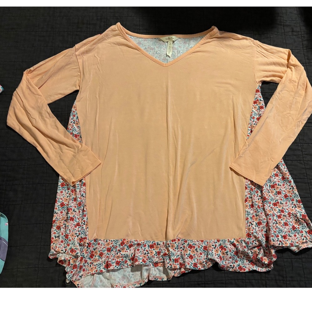 Matilda Jane Floral Ruffle Tunic Top‎ Long Sleeve Women's Size Small